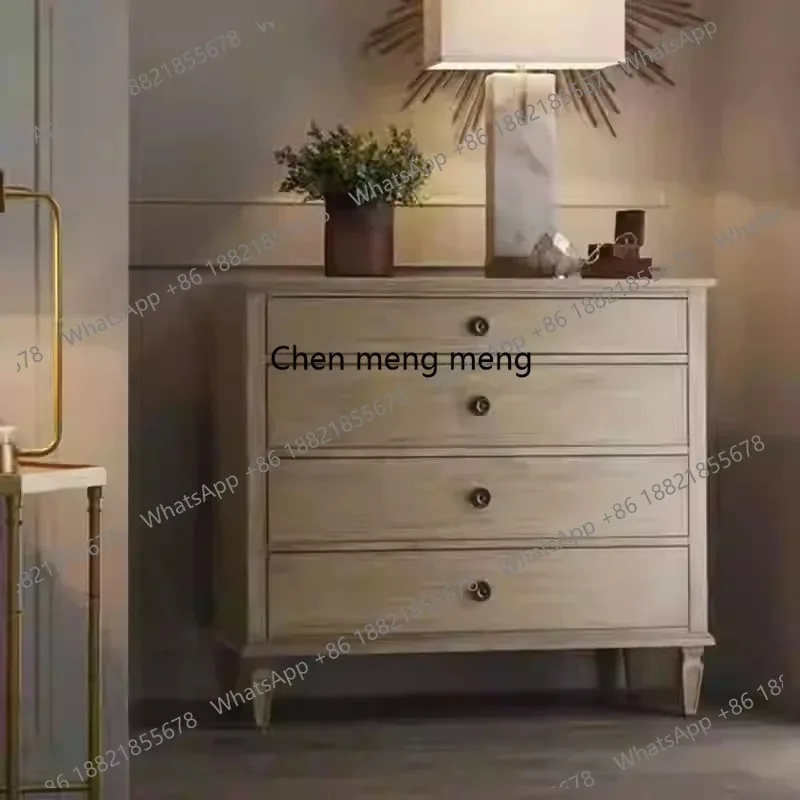 A50 غرفة نوم أمريكية قديمة مصنوعة من الخشب الصلب بستة صدر وخزانة صغيرة لغرفة المعيشة وخزانة بأدراج جدارية #5