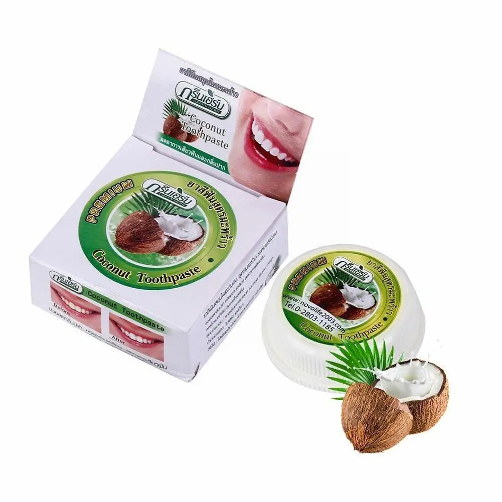 25g Whitening tooth powder Green herb coconut flavor toothpaste for whitening, removing tartar, smoke and tea stains, blac C6T4