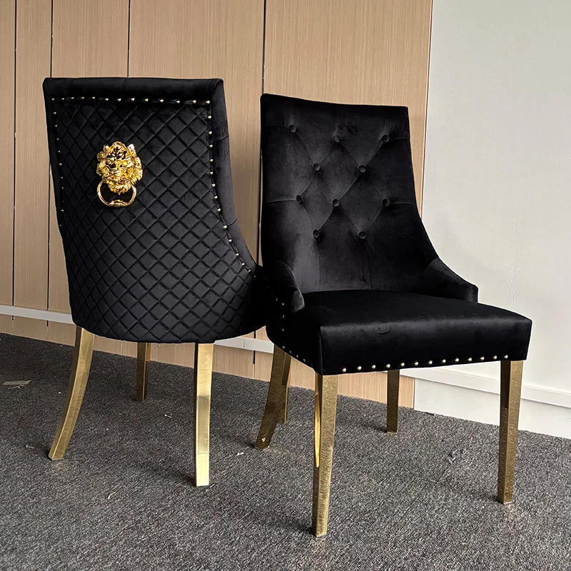 

✗x Traditional Luxury Leather Upholstered Dining Chairs with Metal Legs for Home Dining Room^