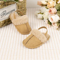 Tregren Fluffy Baby Slides Slippers Soft Plush Warm Non Slip House Shoes for Toddlers Boys Girls Winter Indoor Outdoor