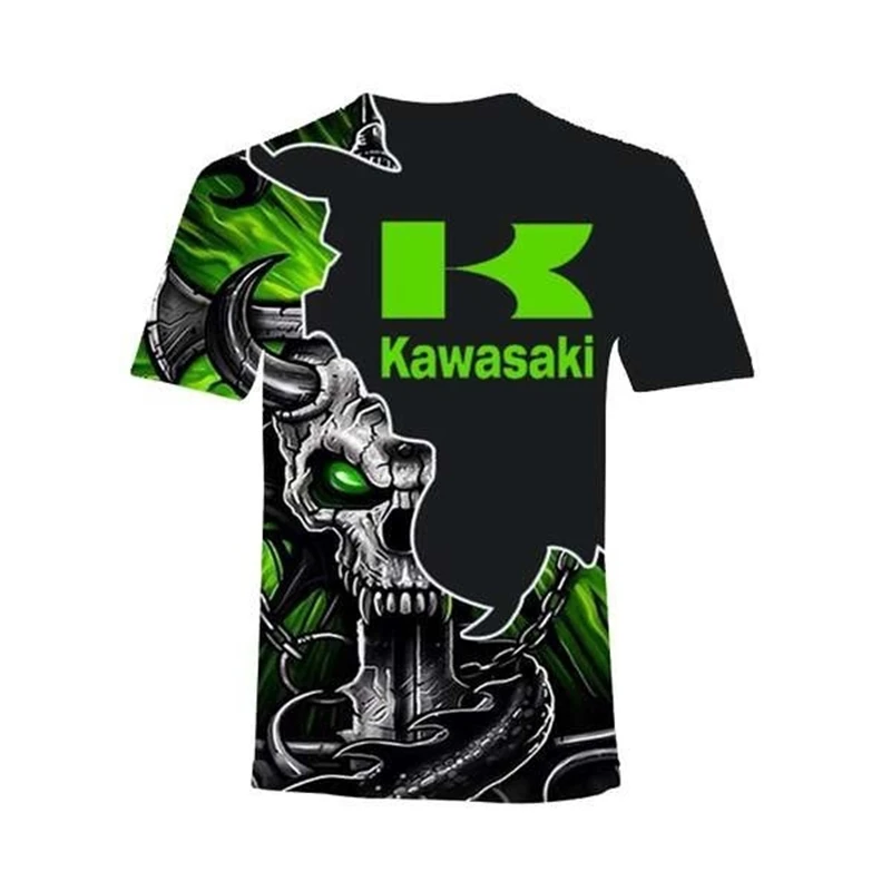 Summer New Cool Fashion T-shirt Motorcycle Racing 3D Printing T-shirt Men\'s and Women\'s Short-sleeved Tops