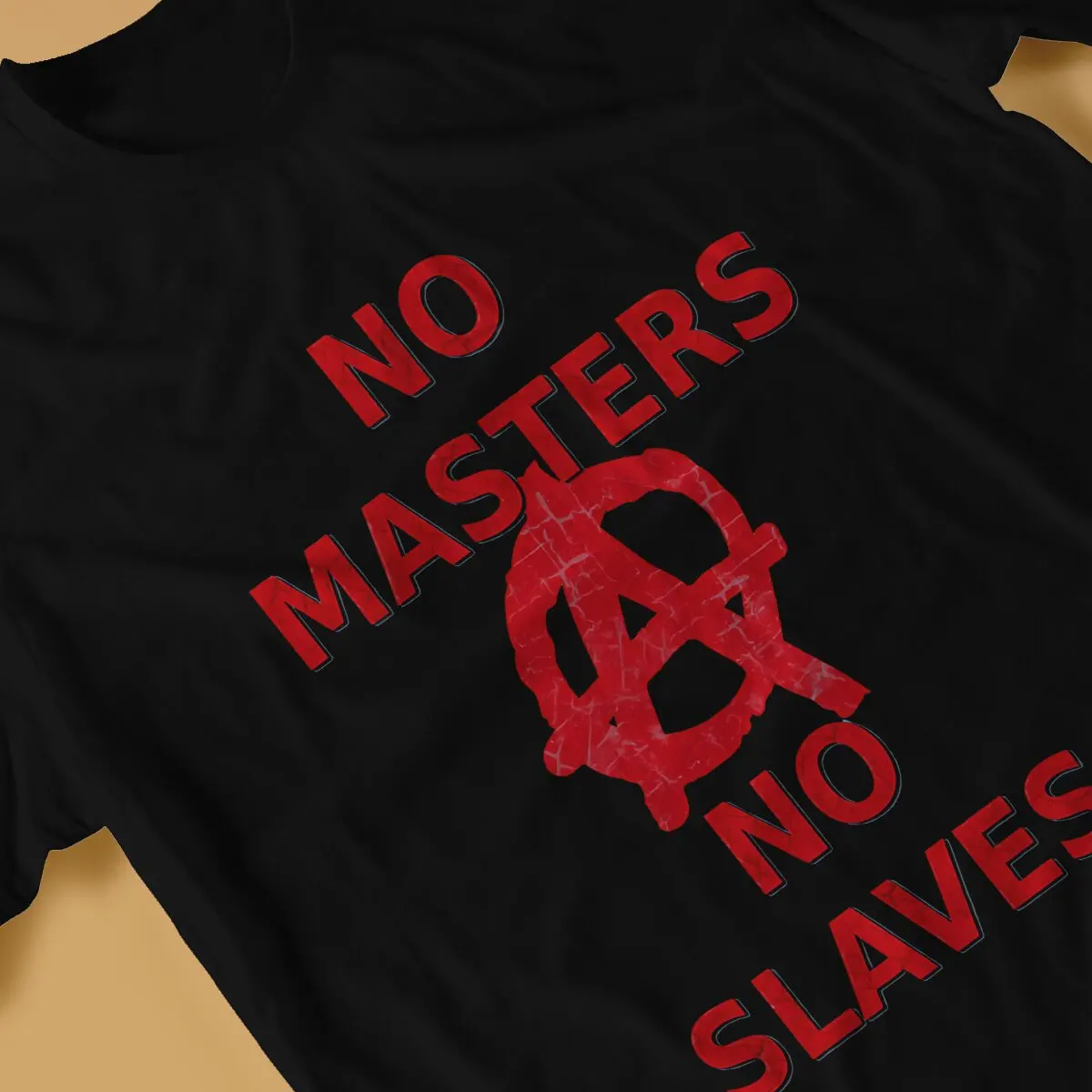 Anarchy Anarchist Symbols No Masters No Slaves T Shirt Graphic Men Tees Summer Clothing Polyester Crewneck TShirt