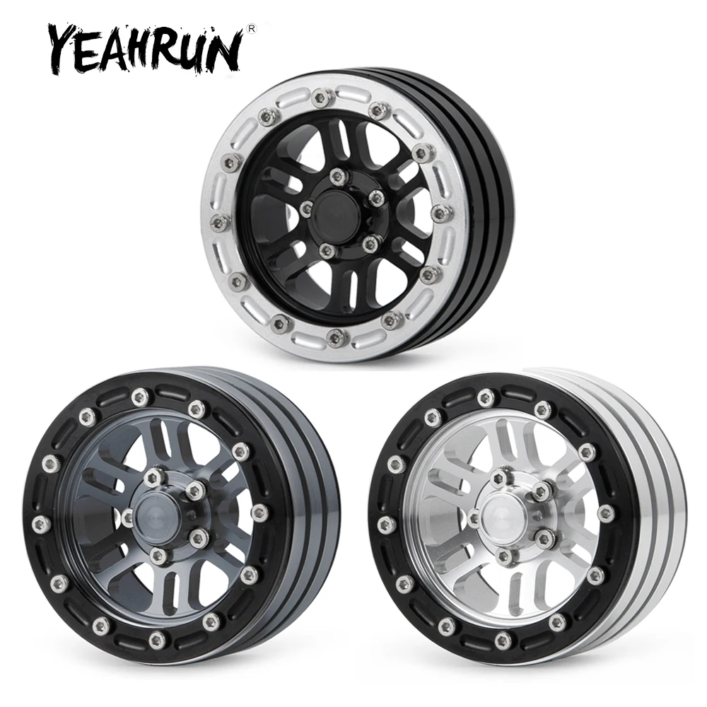 

YEAHRUN 4Pcs 1.9 inch CNC Metal Beadlock Wheel Rims Hubs for Axial SCX10 D90 TRX-4 1/10 RC Rock Crawler Car Replacement Parts