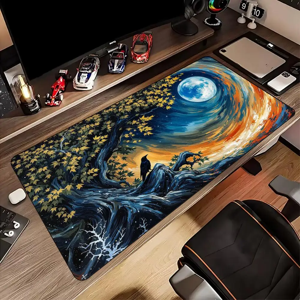 

Коврик для мыши в стиле Ван Гога со звездой и луной, резиновый противоскользящий настольный коврик, аксессуары для ПК, игровой коврик, клавиатура, расширенный коврик для мыши, офисный коврик