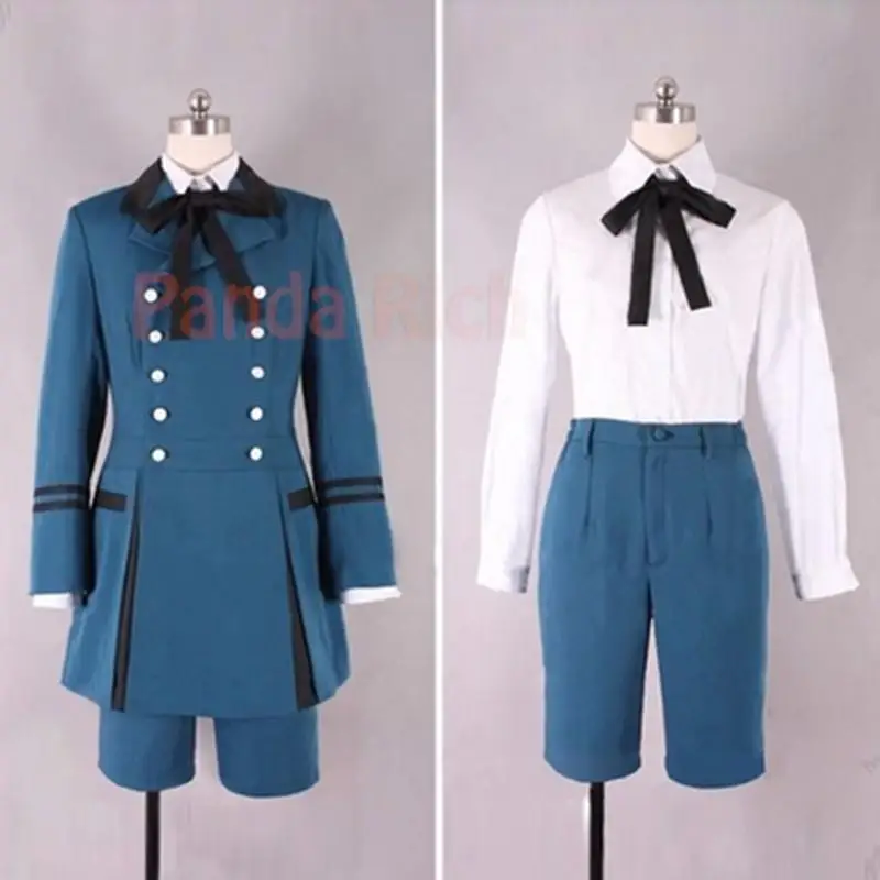 Anime Black Butler Kuroshitsuji Ciel Phantomhive disfraz de Cosplay peluca para fiesta de Halloween para hombres y mujeres, conjunto completo de ropa, uniformes azules