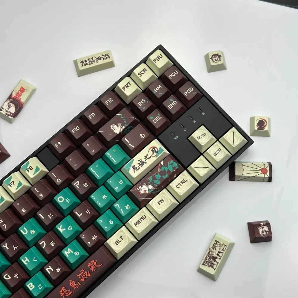 Demon Slayer Keycaps Tanjiro Kamado PBT Dye-Sublimation OEM Profile Mechanical Keyboard Keycaps for 61 68 75 87 104 Keys Gift view 4
