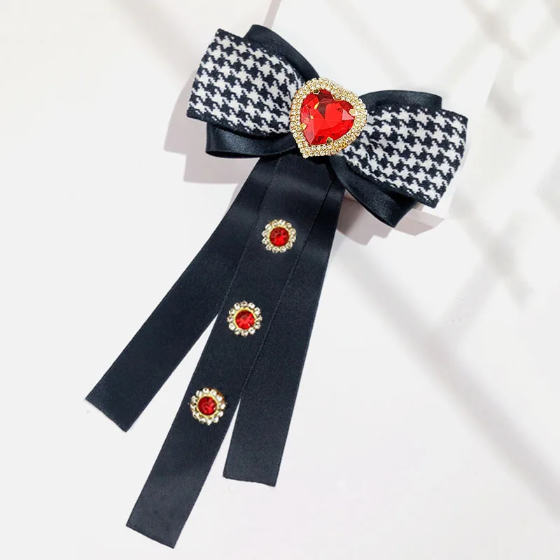 

British Shirt Bow Tie Brooch Handmade Jewelry Gifts Korean Women's Clothing College Style Collar Flower Luxury Rhinestone Bowtie