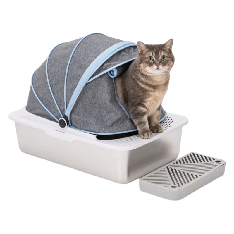

OEM/ODM Removable Pet Supplies Factory Household Large Space High Sided Portable Stainless Steel Cat Litter Box