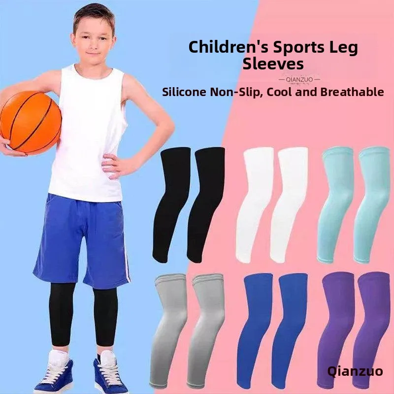 

Children's Ice Silk Knee Pads Running Sun Protection Leggings Basketball Sports Gear Unisex Long Knee Support Compression
