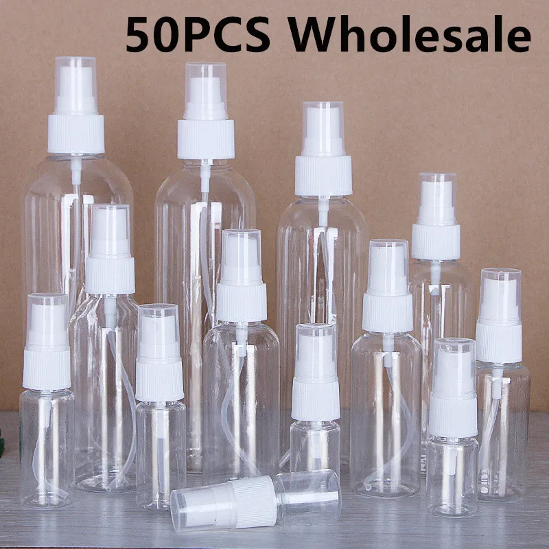 

Прозрачные пустые флаконы-распылители, многоразовый контейнер, пустой косметический контейнер, многоразовые флаконы, оптом, 50 шт., 10 мл, 30 мл, 50 мл, 100 мл