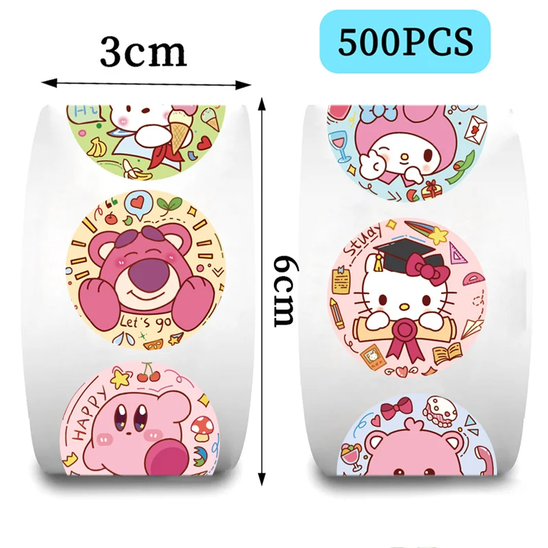 500pc/Roll Sanrio Stickers Kawaii Cinnamoroll Melody Kitty Anime Toys Cartoon Graffiti Sticker For Water Bottle Laptop Luggages