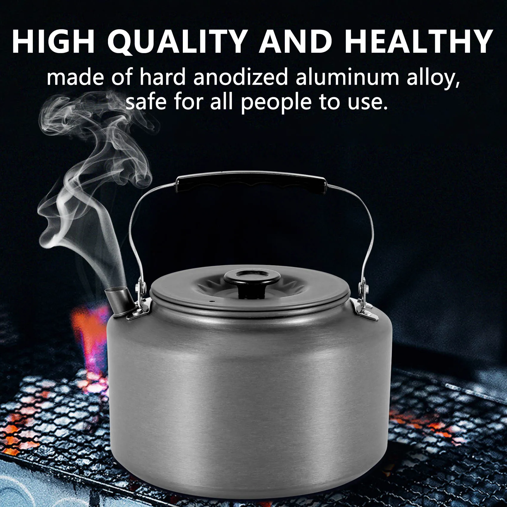 

ABMW-Camping Kettle 2.0L Open Campfire Coffee Tea Pot Fast Heating Outdoor Gear Great For Boiling Water Ultralight Portable