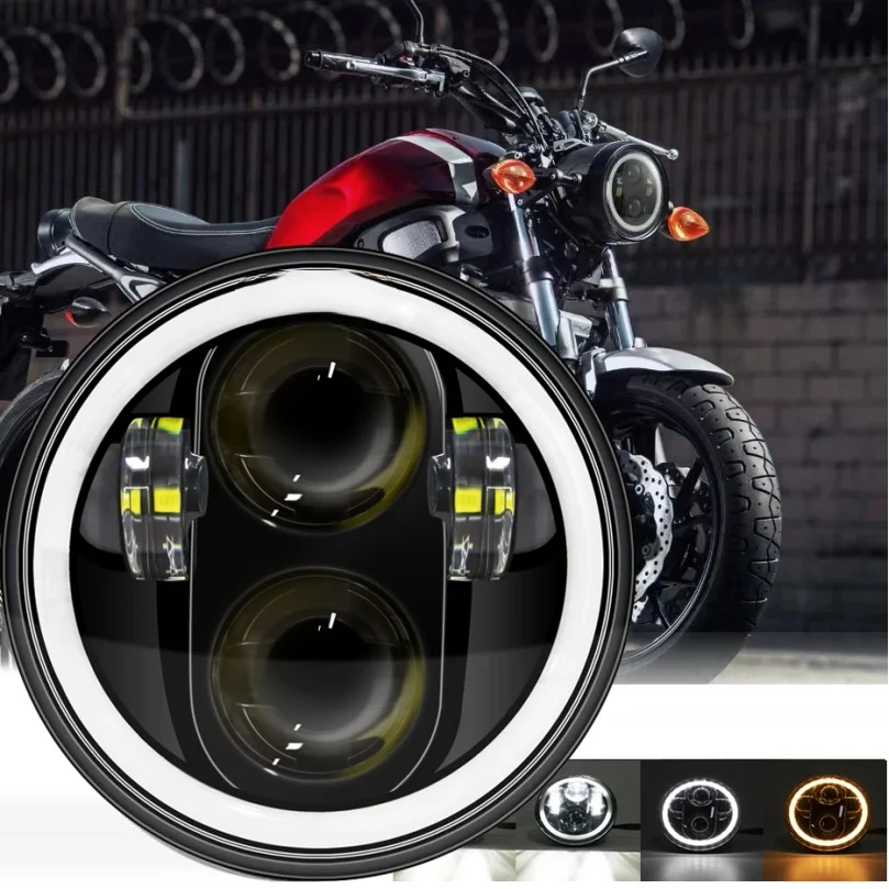 New Style Black 5.75 Inch LED Headlight 5 3/4' LED DRL 50W Motorbike Headlights For Dyna Softail Sportster 883 XL883 FXCW