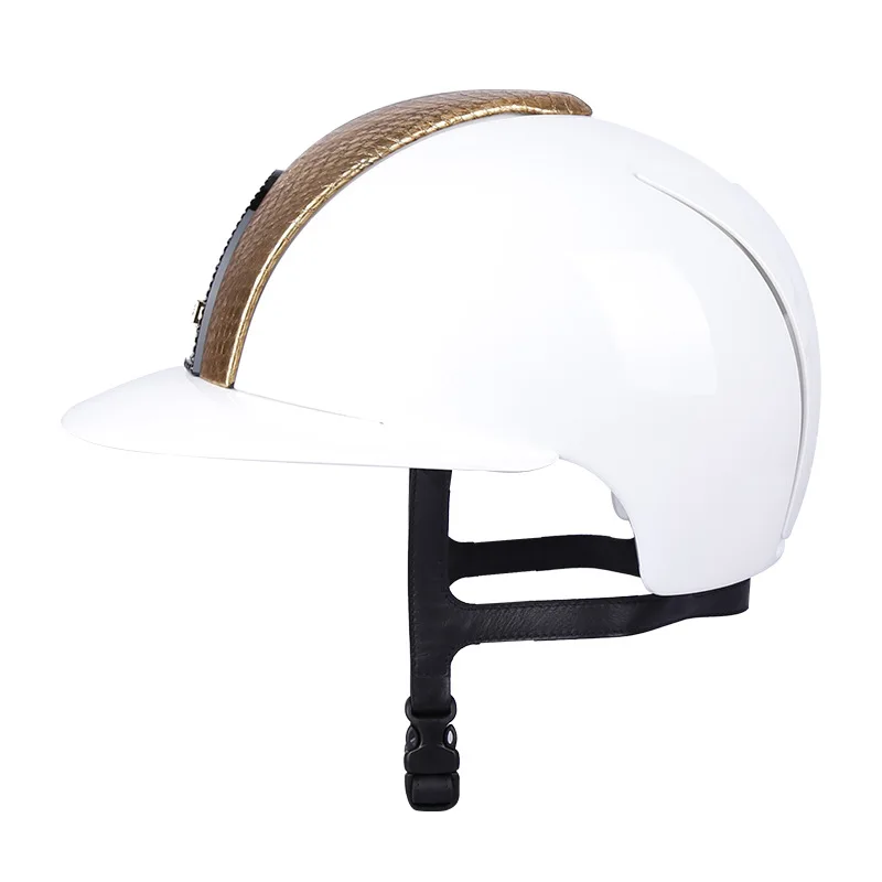 Helmet, equestrian helmet, large brim, white, harness