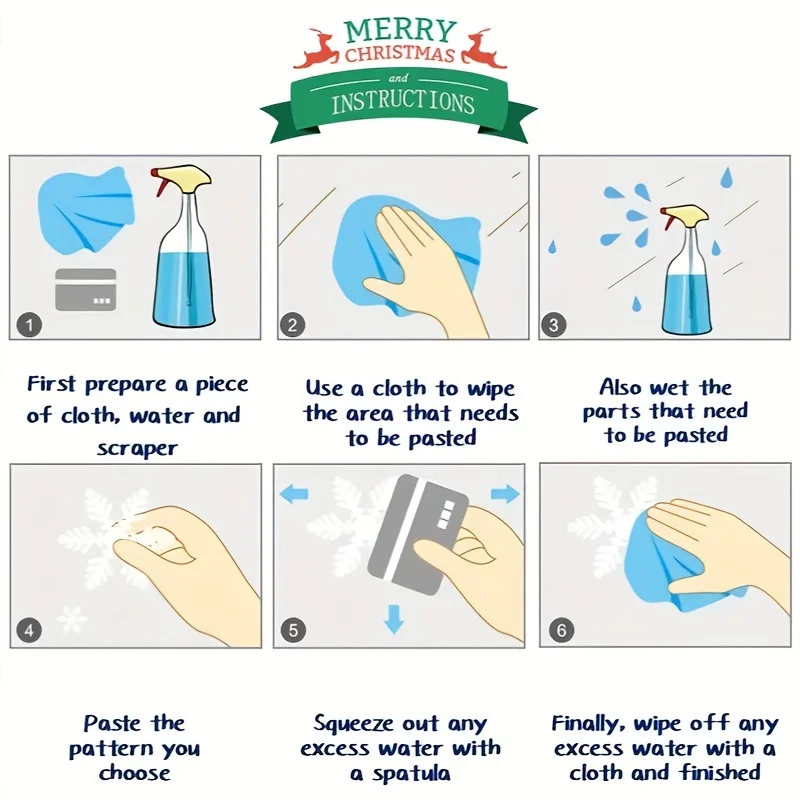 4 sheets Christmas Window Stickers - Static White Snowflake and Winter Decorations, Reusable Plastic Holiday Decoration view 6