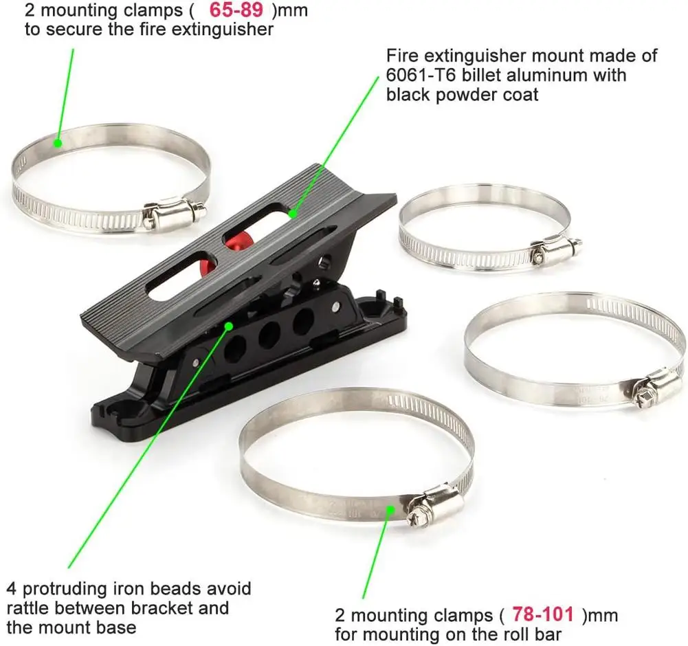 Roll Bar Fire Extinguisher Mount Holder Adjustable Quick Release Bracket Compatible For Atv / Utv / Jk / Jl Vehicle