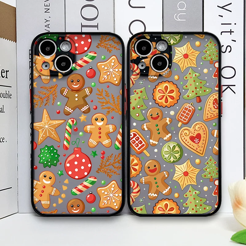 Engraçado natal temático gingerbreadman caso de telefone para samsung galaxy s25 ultra s24 fe s23 s22 plus s21fe 5g à prova de choque capa macia