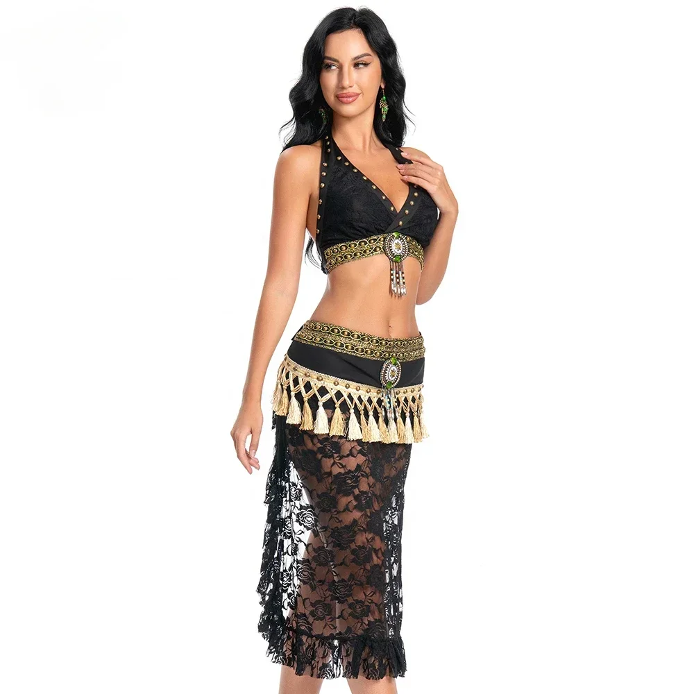 Hot Selling Sexy Tribal Kant Buikdans Kostuum Beha Hippe Sjaal Set Carnaval Prestaties Slijtage Egyptische Danskleding