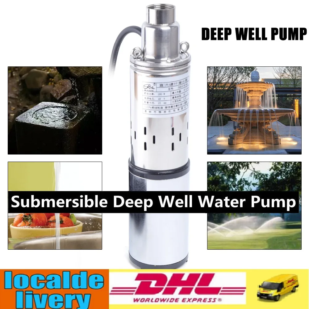 12V 24V 48V Solar Water Pump Deep Well Pump Submersible Pump Farm Agricultural Irrigation Deep Well Pump 60M Lift Water Pump