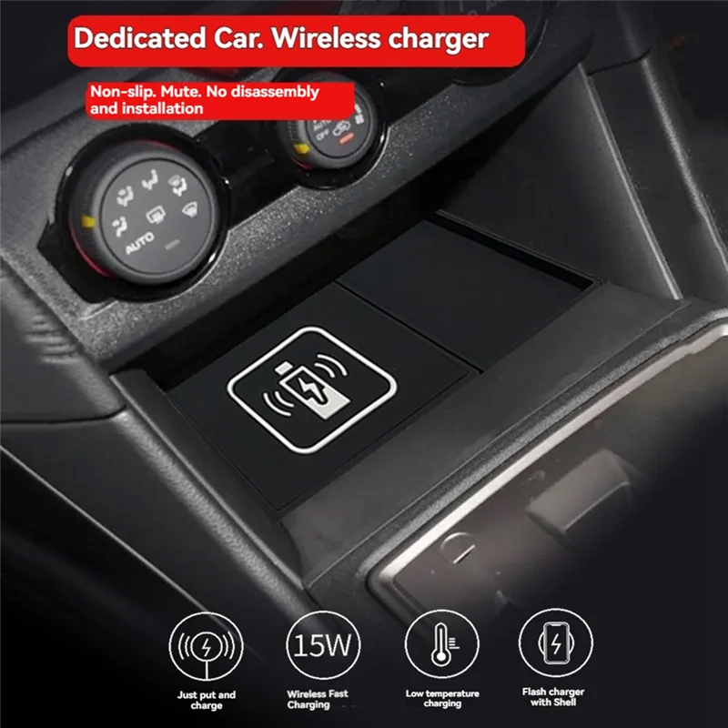 Car 15W Wireless Charger For Subaru XV Impreza 2018-2022 Phone Charging Board Decoration Central Control Phone Holder
