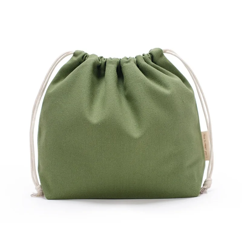 Custom Printed Logo Ins Solid Color Canvas Drawstring Pocket Portable Cotton Liner Bag Storage Drawstring Canvas Bags