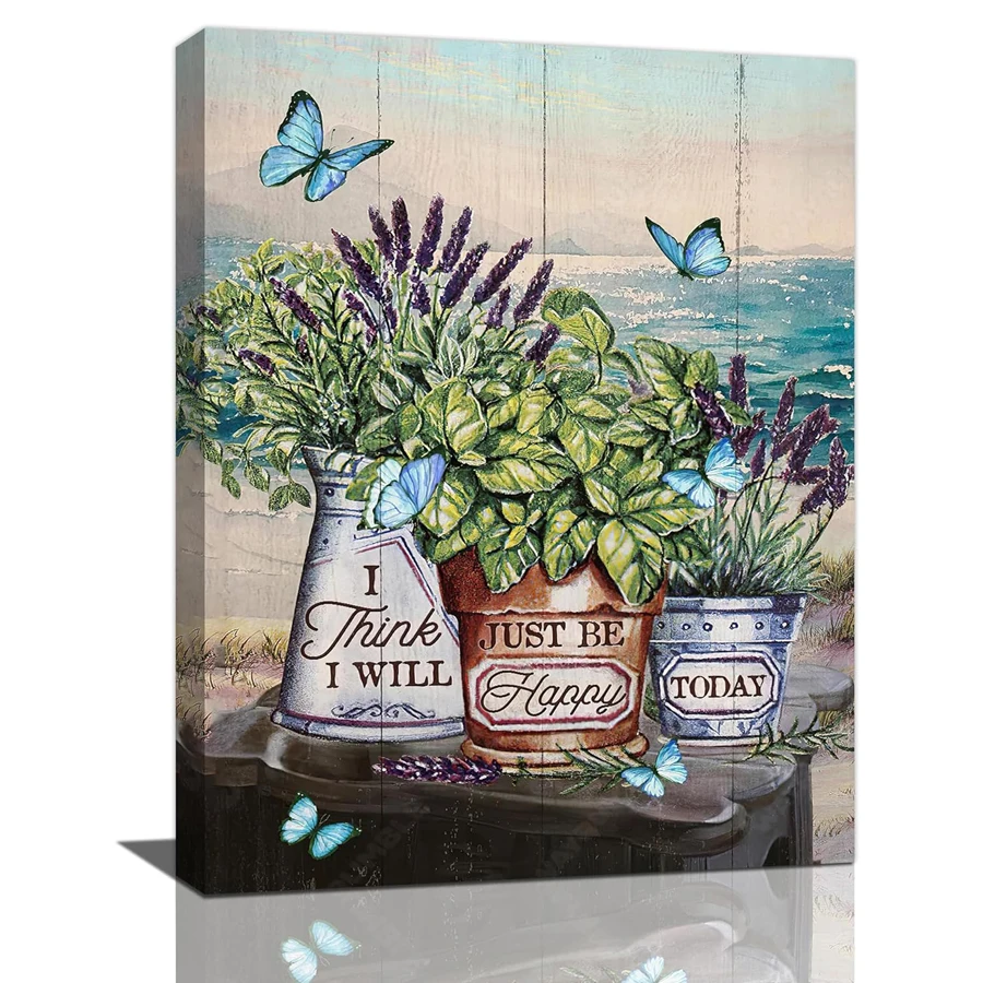 Lavender full diamond painting Lavender Butterfly Ocean Wall Decoration I Think I Will Just Be Happy Today Inspirational mosaic