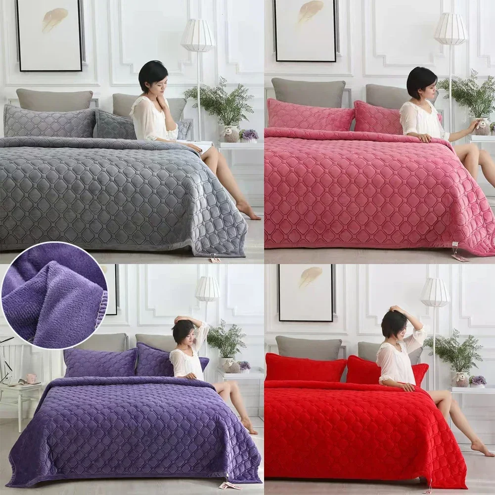 Winter Warm Thick Velvet Bedspread on The Bed Plaid Bed Cover Quilted Bedspread Mattress Cover  Blankets Quilt for Beds  لحاف