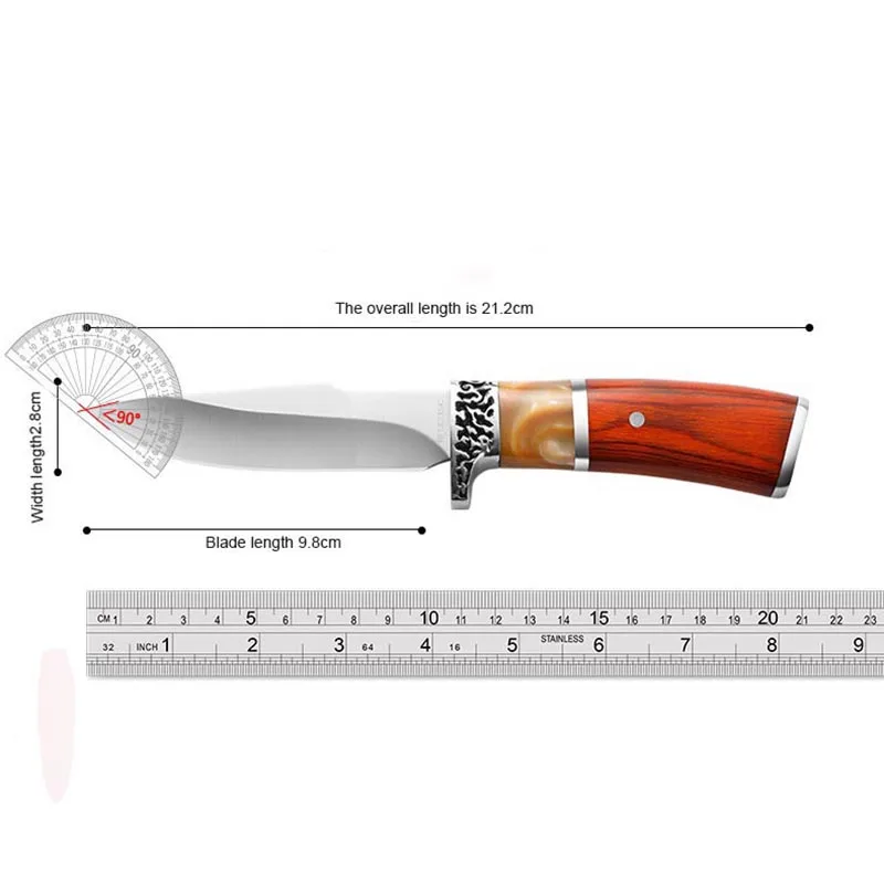 high hardness blade wood fixed knife outdoor knife camping knife with sheath