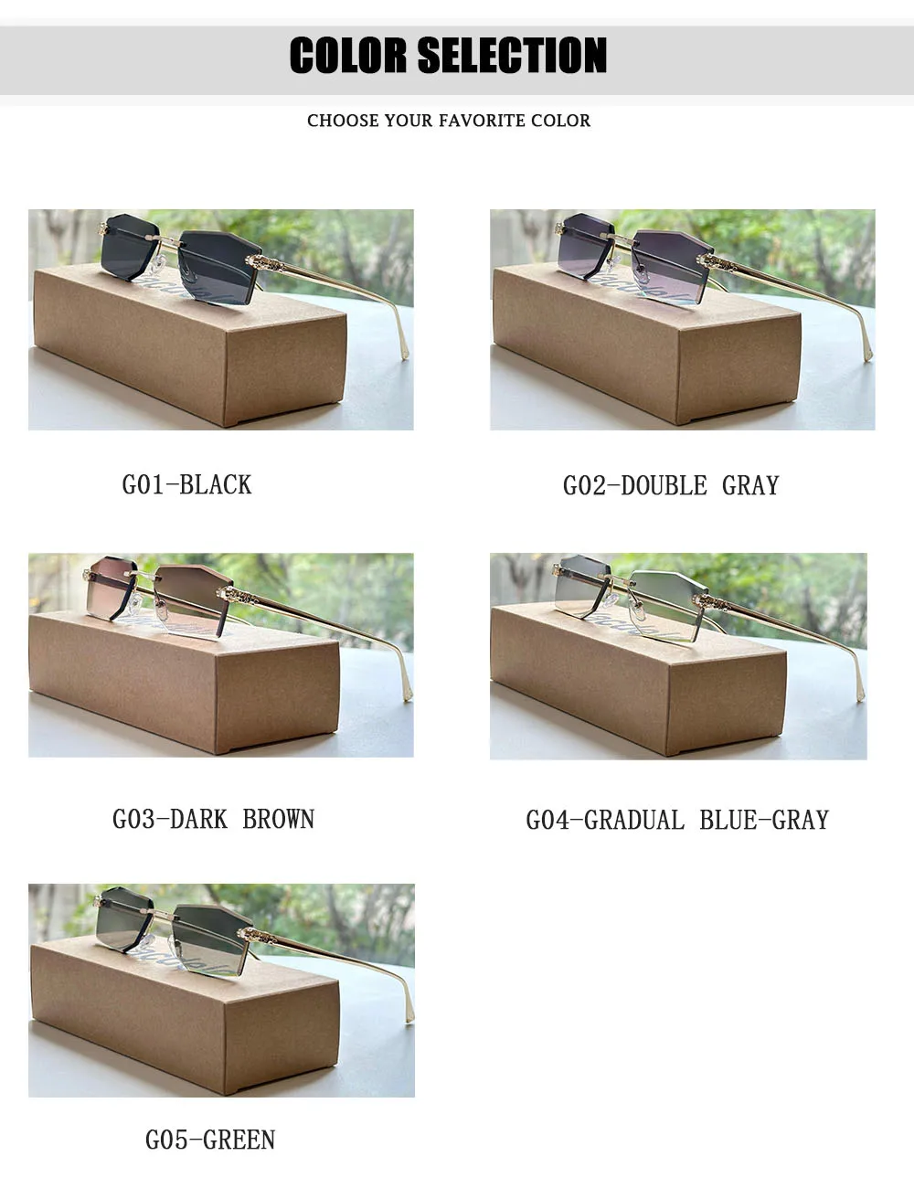 2026 randlose Sonnenbrille Frauen Vintage Luxus Mode Gläser Shades Dropshipping Luxe Lentes De Sol Mujer Lunette Soleil Femme – Detail 15