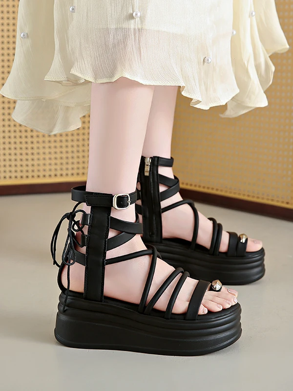 

Женские римские сандалии на непромокаемой платформе, летние уличные пляжные босоножки, модные, универсальные, Fairy Wind, с низким вырезом