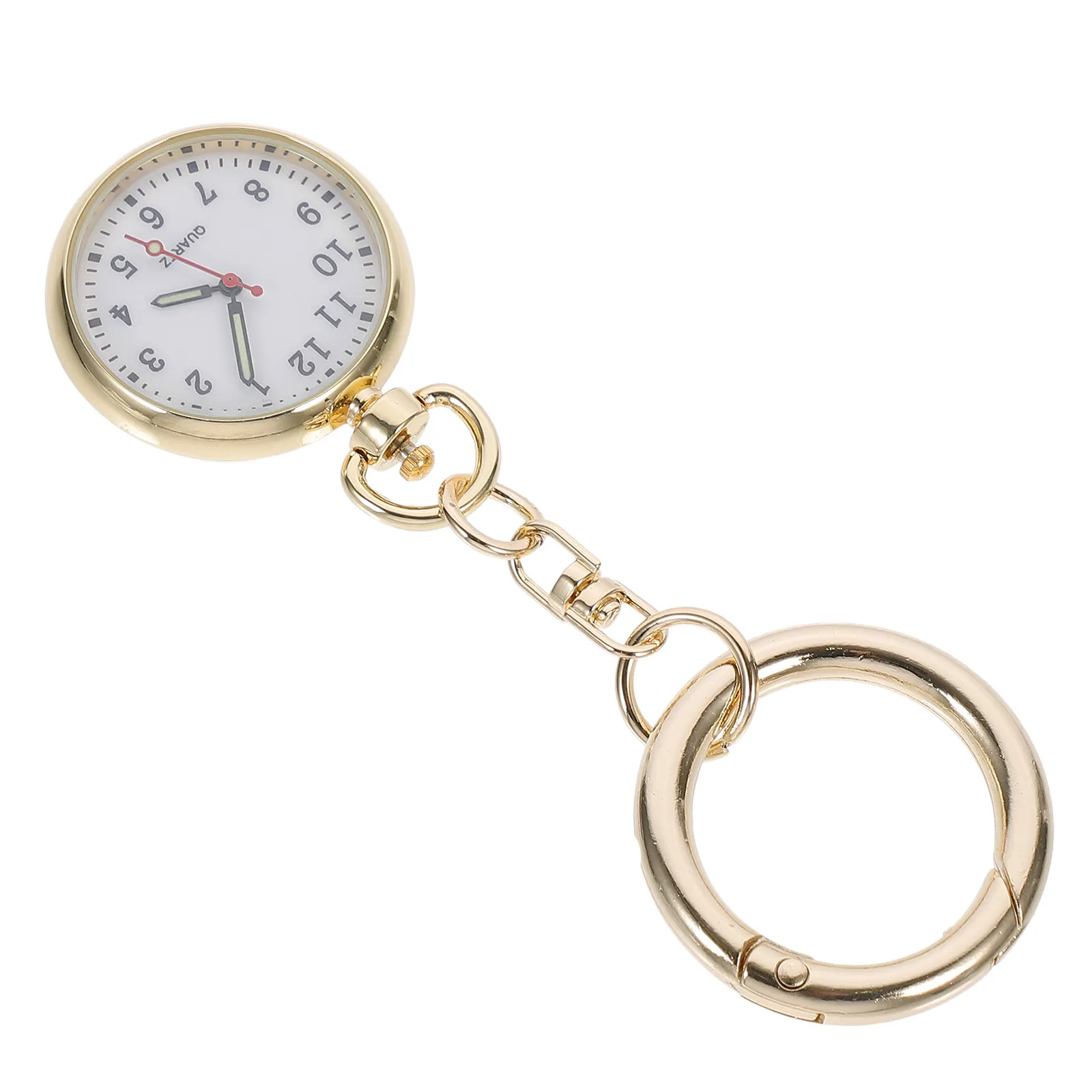 

Pocket Hanging Nurse Watch Quartz Portable Key Ring Clip on Watch Fob Luminous Easy Read Nurse Gift Timekeeper