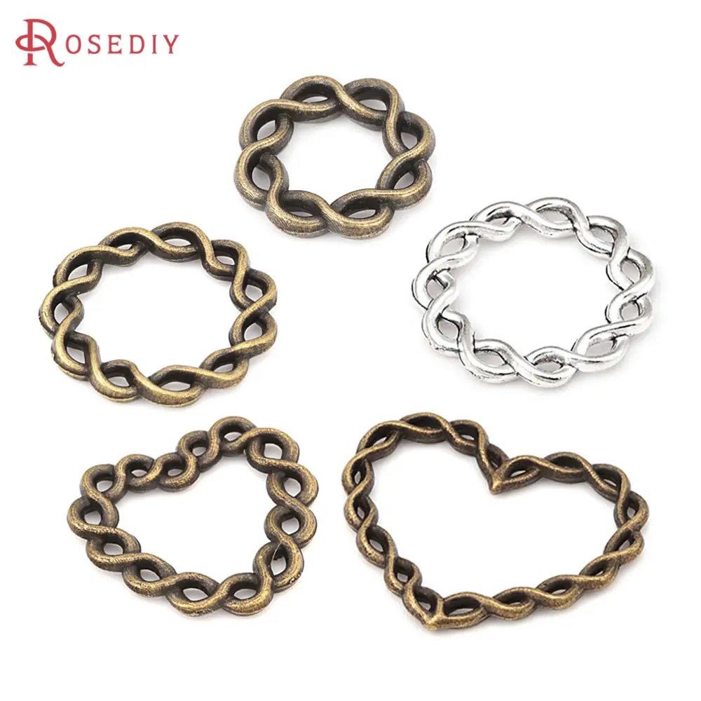 

Vintage Zinc Alloy Big Connect Round Heart Twisted Closed Rings Diy Jewelry Making Supplies Necklace Earrings Accessories