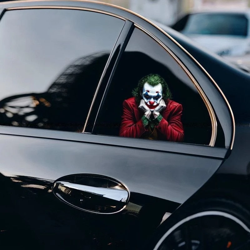 2 قطعة ملصقات عمود السيارة C موضوع ملصقات السيارات المهرج لاصقة للأسطح المعدنية الزجاجية ملحقات الديكور الخارجي للمركبة