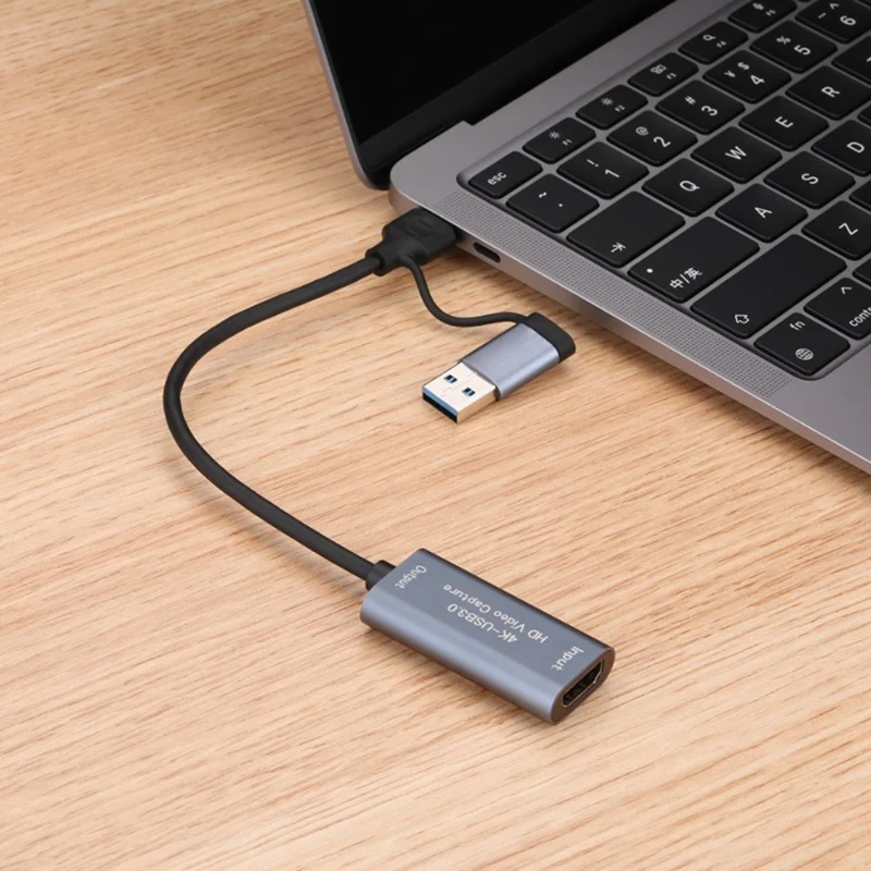 Tarjeta de captura de vídeo USB3.0, tarjeta grabadora de videojuegos 4K, Compatible con USB tipo C para transmisión en vivo de juegos