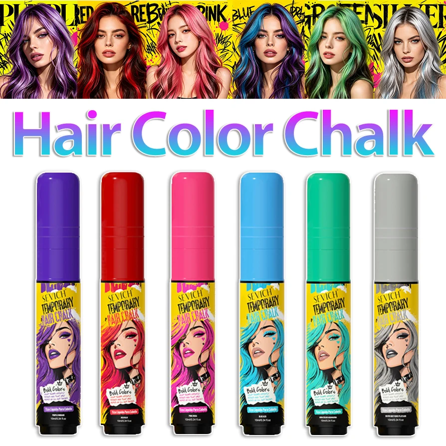 Sevich Hair Chalk Pen Temporary Liquid Hair Coloring Chalk Washable Disposable Hair Dye Tool Hair DIY Cosplay Festival Party New