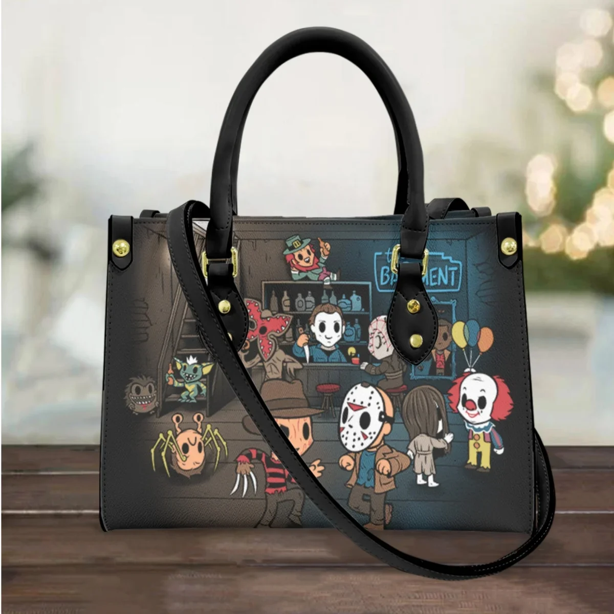 Women Elegant PU Leather Small Cross Bady Bag Horror Friends Brand Design Trendy Top Handle Totes Fashion Casual Coin Purse Gift