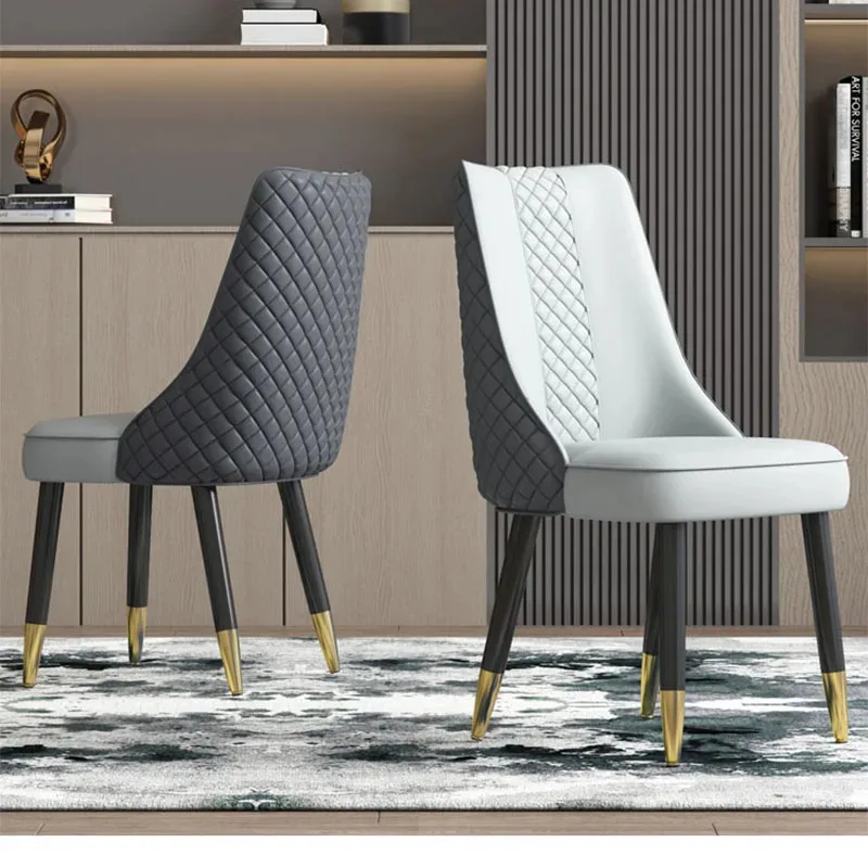 Light luxury dining chairs, Nordic Italian elegant leather chairs, household solid wood Nordic chairs, hotel Tabulete furniture