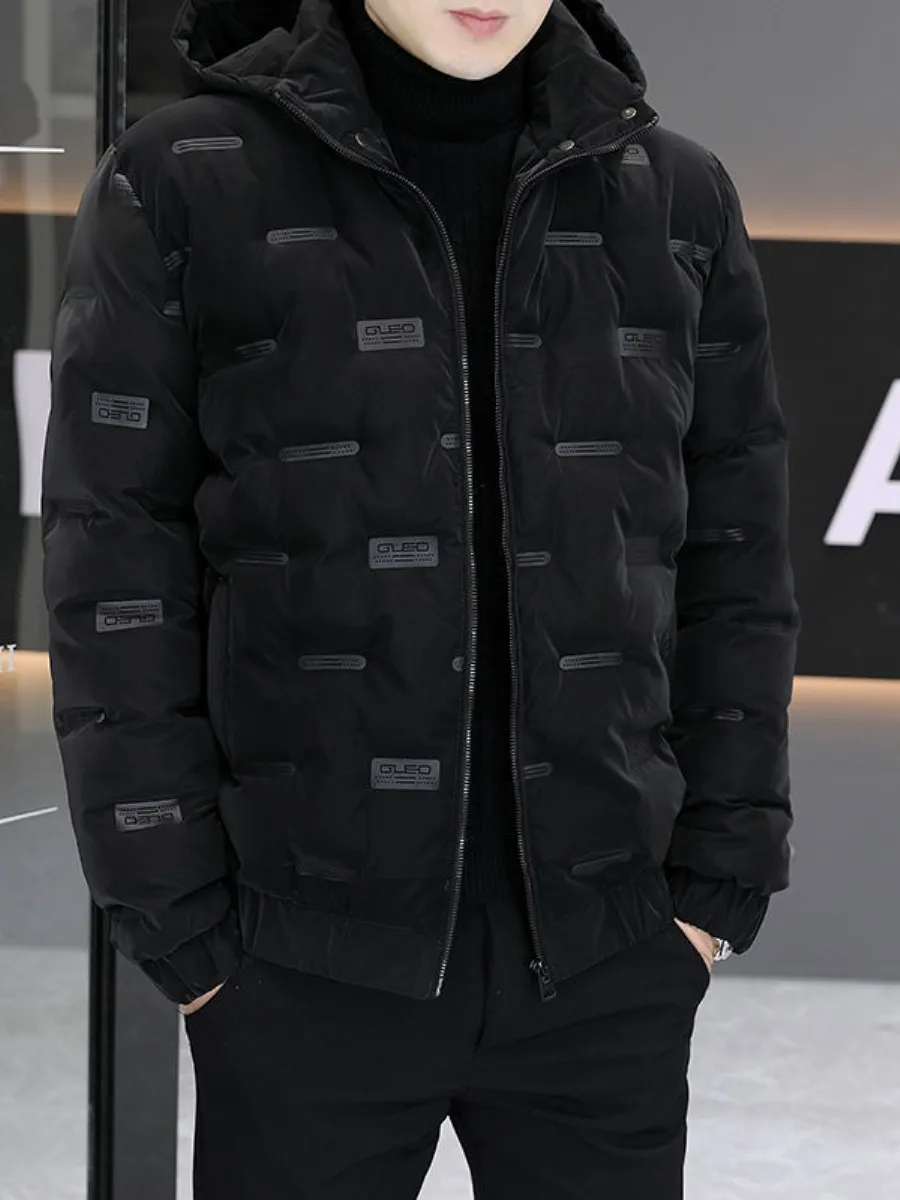 

Men's Winter Thiened down Jaet Hooded Cotton Padded Warm Faion Outerwear Ci Casual Sle Regular Fit Long Sve Coat