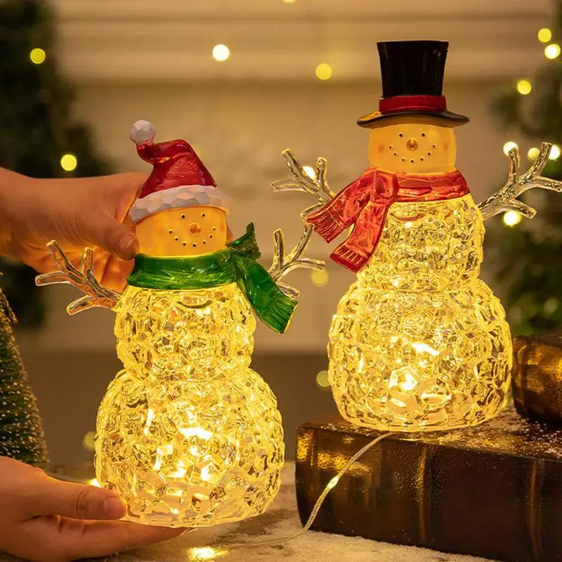 LED Christmas Snowman Nightlight LED Snowman Lantern Lighting Desk Lamp for Outdoor Courtyard Garden Home Holiday Decor