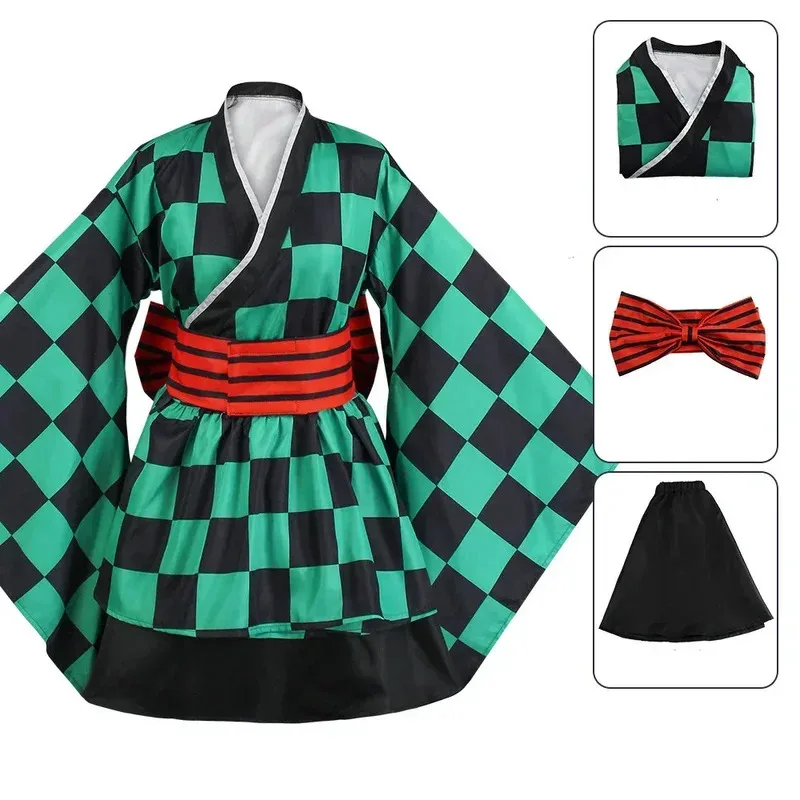 Demon Slayer Anime Inosuke Kamado Nezuko Cosplay Costume Kochou Shinobu Halloween Maid Dress Outfit For Women
