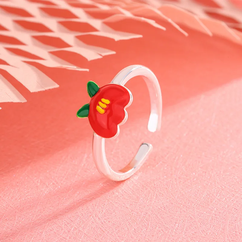 

Модные капельные клеи, красное яблоко, серебро 925 пробы, индивидуальные открывающиеся кольца с сладкими фруктами R248