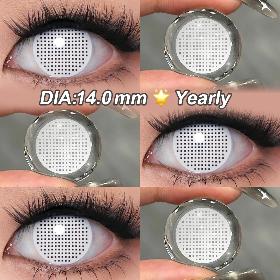 MAGITSTER Colorful Cosplay Contact Lenses Eye Lenses Multicolored Lenses Halloween Lenses White Black Red Lenses Yearly 1 Pairs