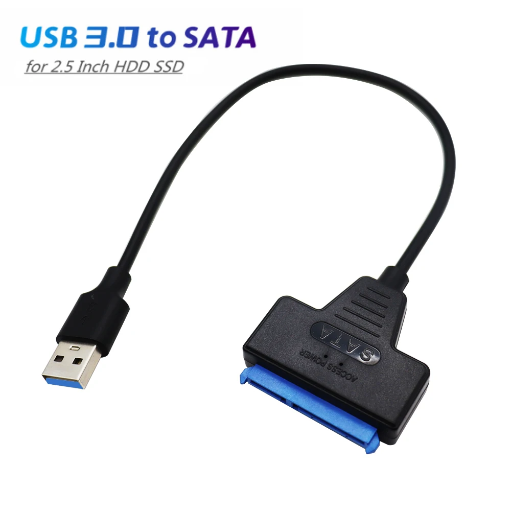 Cable USB 3,0 2,0 SATA 3, adaptador de hasta 6 Gbps, compatible con disco duro externo HDD SSD de 3,0 pulgadas, 22 Pines, Sata III