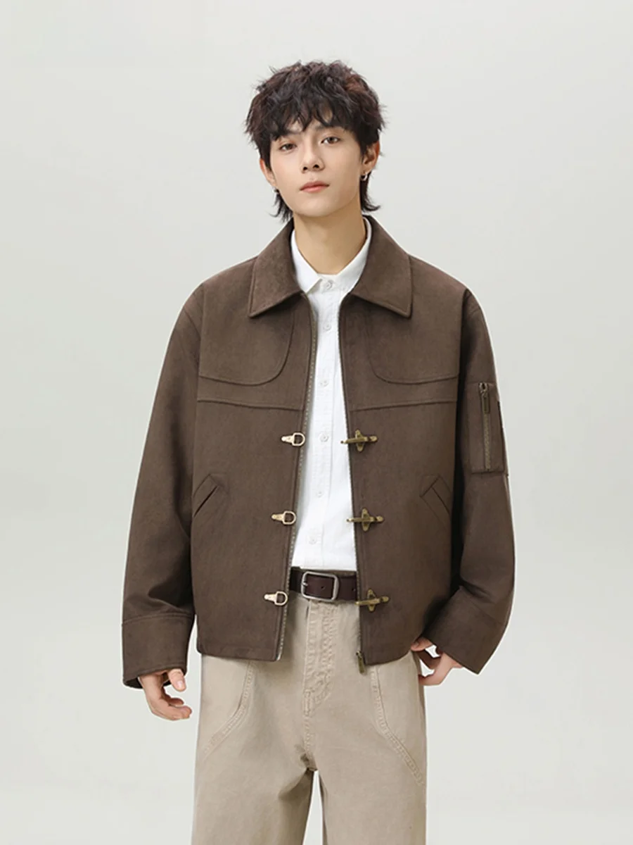 

Мужская кожаная куртка в американском ретро-стиле для мотоциклистов, осенняя, модная, повседневная, свободного кроя, с воротником-стойкой и карманами