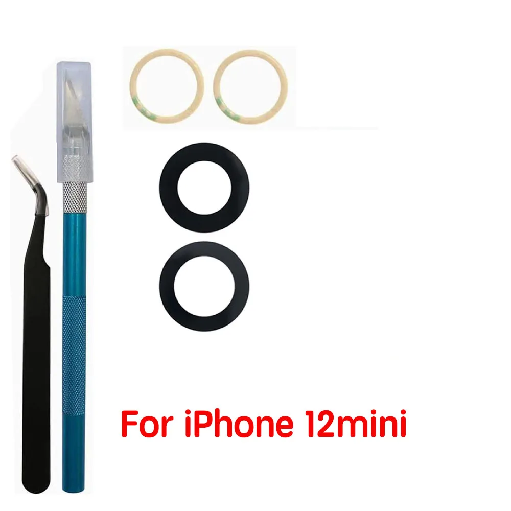 Cristal de cámara trasera para Apple iPhone 11 12 13 MIni Pro Max lente de cámara trasera con adhesivo y herramientas de extracción reemplazo de reparación