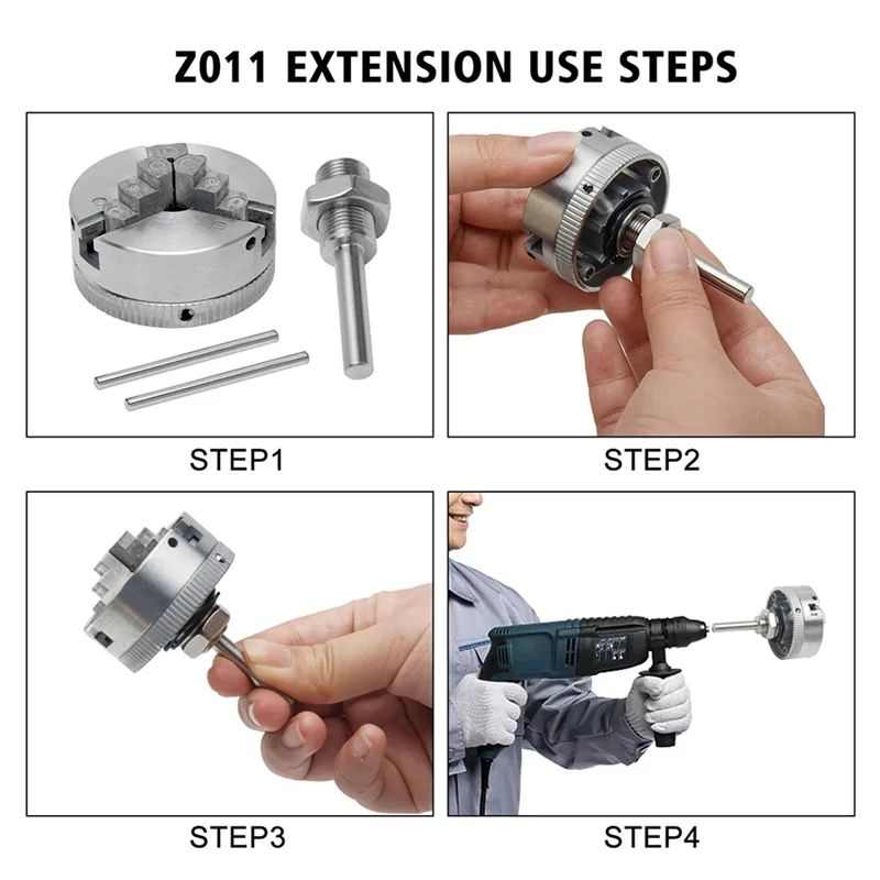 

ABBP-2X Mini Lathe Chuck Set, Z011 Extension Three Jaw Chuck And Connecting Rod Set, Electric Drill Chuck