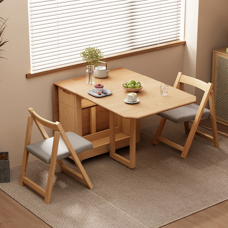 

Xiyin solid wood folding dining table household small apartment dining table rectangular dining table and chair combination fold