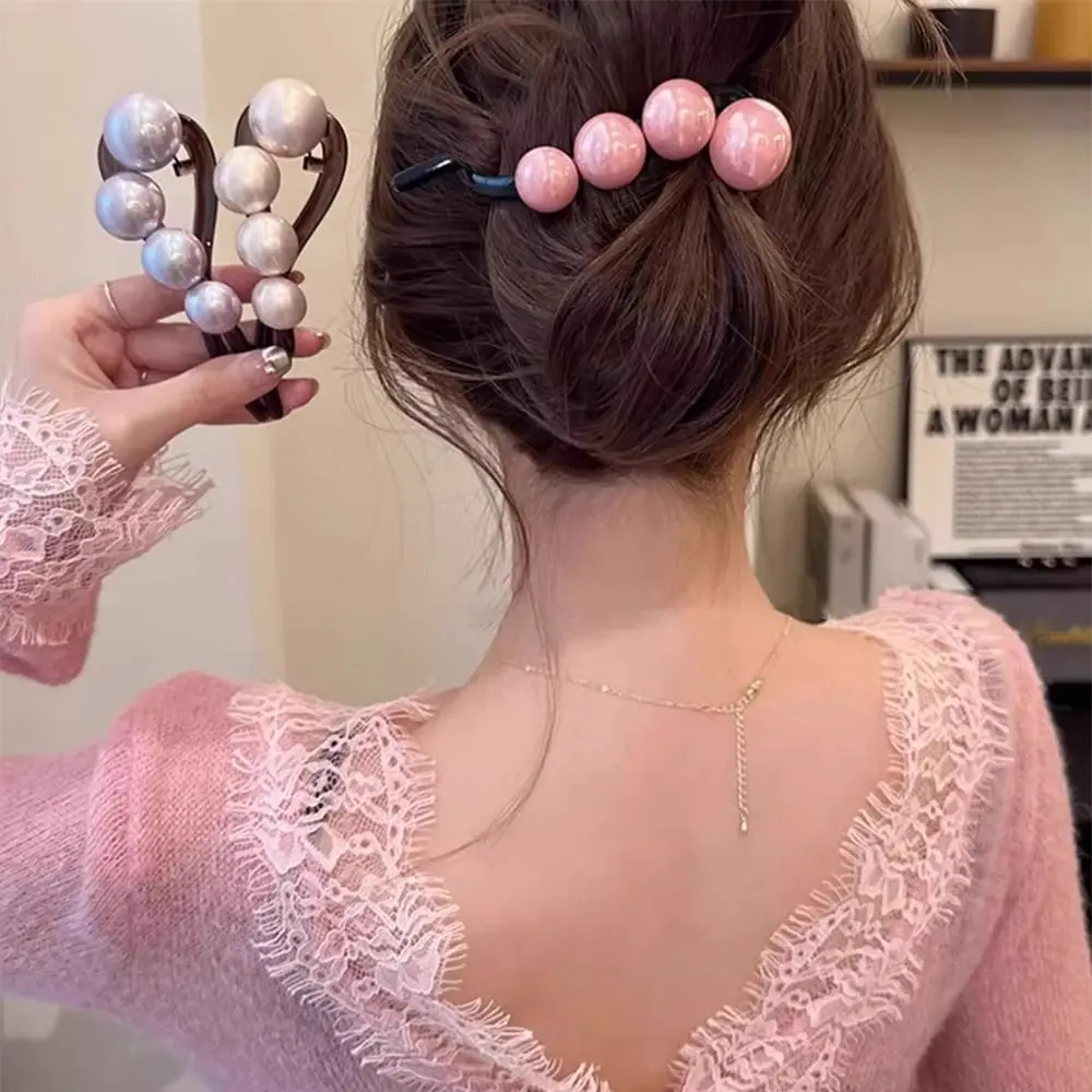 여아용 달콤한 진주 트위스트 헤어 클립, 단색 부드러운 머리띠, 헤어 장식