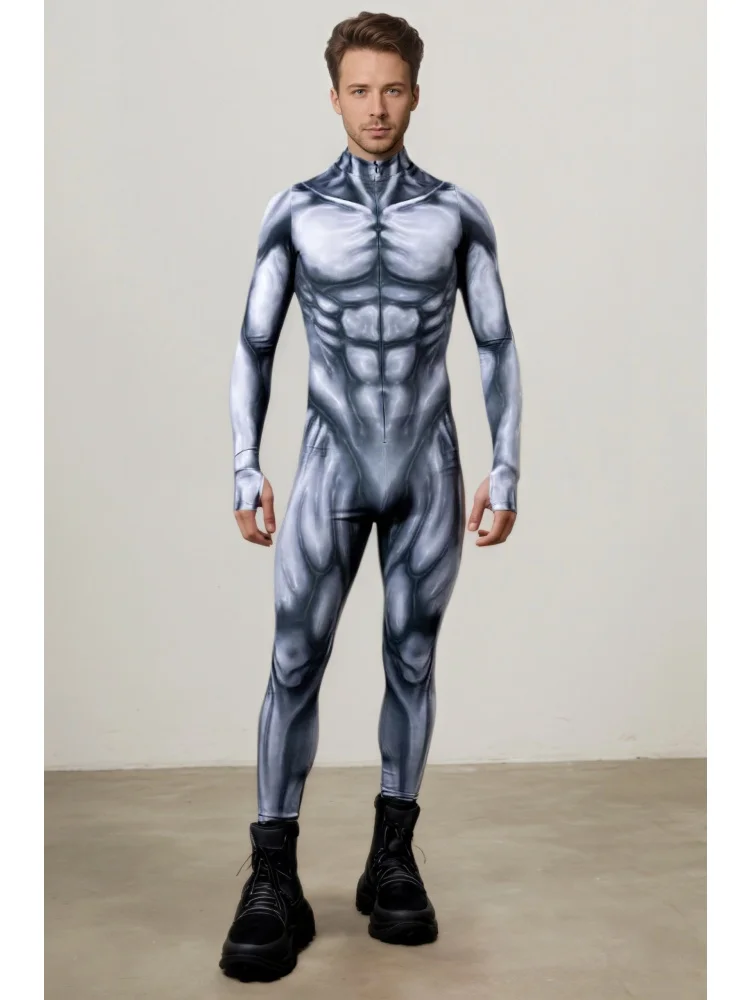 Realistischer Muskel-Bodysuit für Männer und Frauen, dehnbarer Kostüm für Paare, Halloween-Cosplay, Party-Auftritt, Aerial-Yoga-Anzug – Detail 2