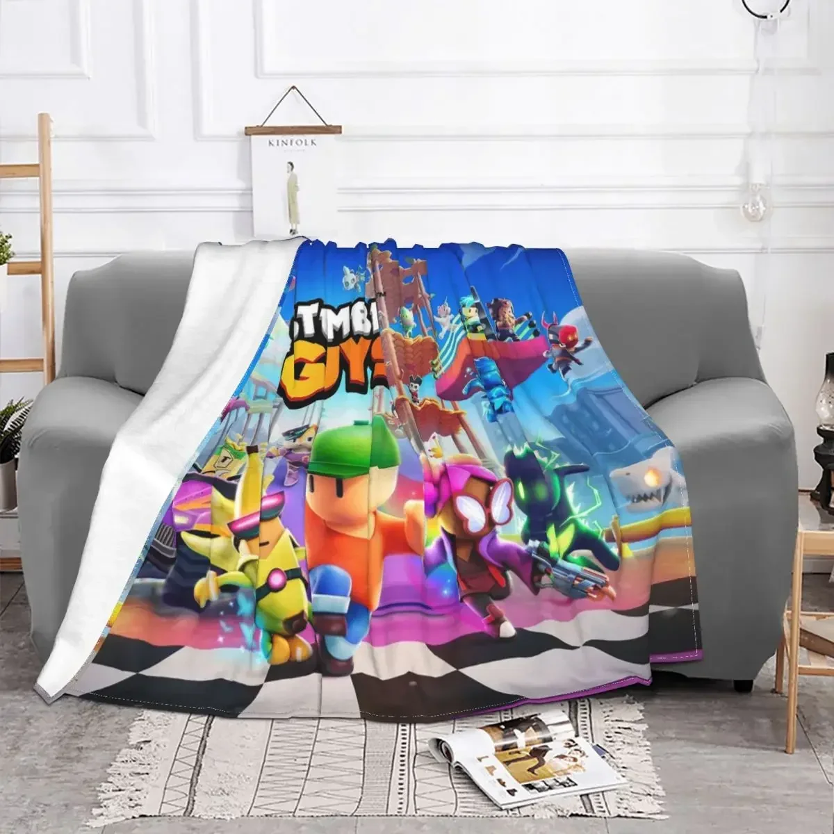 Stumble Guys Blanket Flannel All Season Cartoon Game Portable Super Warm Throw Blanket for Home Travel Plush Thin Quilt